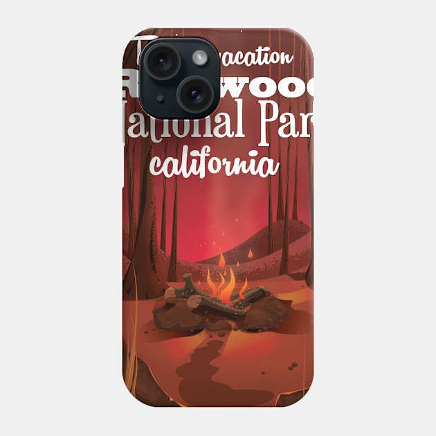 Redwood national Park California travel poster Phone Case by nickemporium1