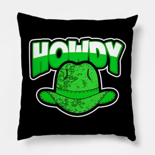HOWDY Green Cowboy Hat Pillow