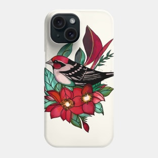 Neotraditional sparrow design Phone Case