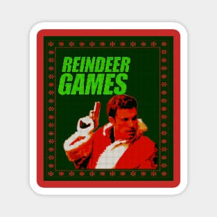 Reindeer Games Ugly Sweater with background Magnet