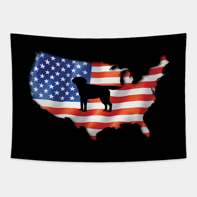 American Flag Country Labrador - Gift For Black Labrador Owner Labrador Lover Tapestry by HarrietsDogGifts