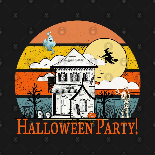 Halloween Party Vintage Haunted House Ghost Skeleton by CoffeeandTeas