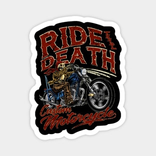 Ride till Death Custom Motorcycle Biker Skull Magnet