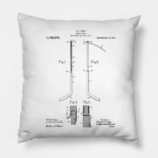 Ice Hockey Stick Patent - Ice Hockey Art - Black And White Pillow