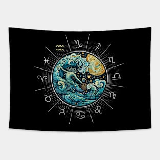 ZODIAC Aquarius - Astrological AQUARIUS - AQUARIUS - ZODIAC sign - Van Gogh style - 8 Tapestry