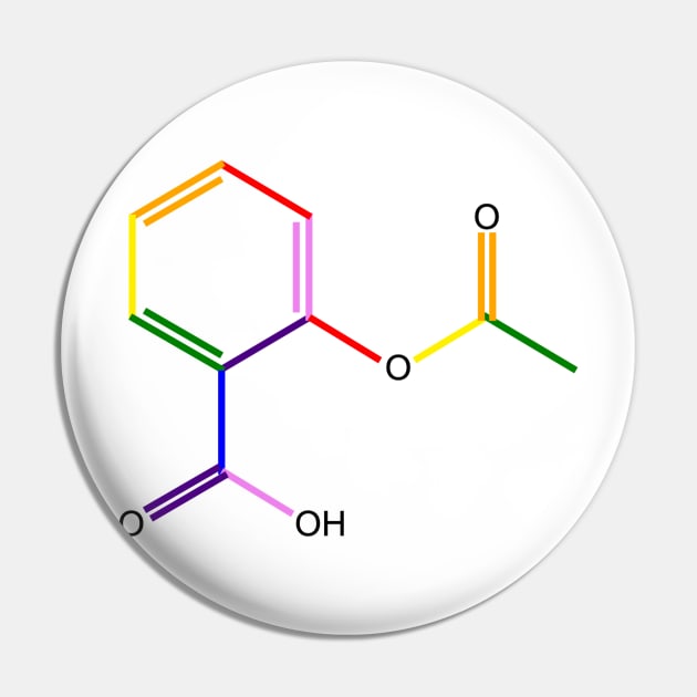 Aspirin Molecule Rainbow Chemistry Pin by ChemECool