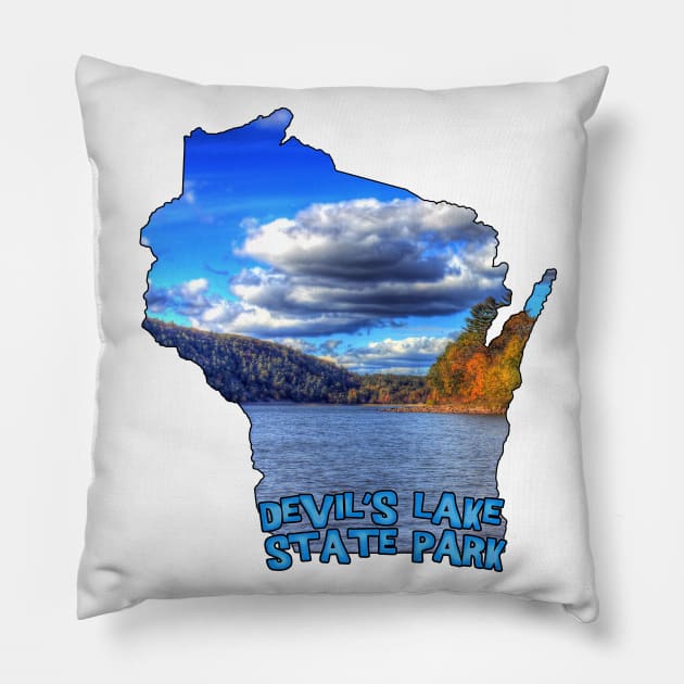 Wisconsin State Outline (Devil's Lake State Park) Pillow by gorff