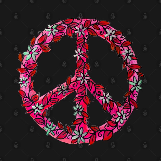 Pink Flower Power Peace Sign by Heartsake