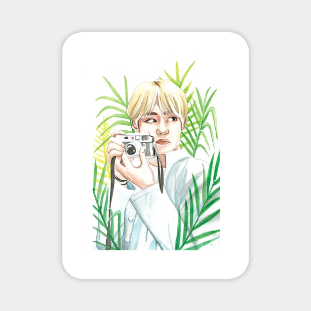 BTS V Kim Taehyung Nature Organic Watercolour Fanart Magnet by NiamhYoungArt