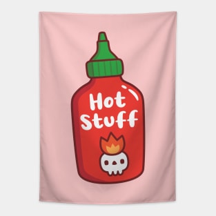 Hot Stuff Skull On Fire Spicy Chili Sauce Bottle Tapestry