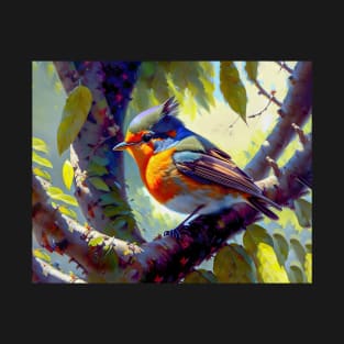 Robin redbreast bird sitting on a tre branch T-Shirt