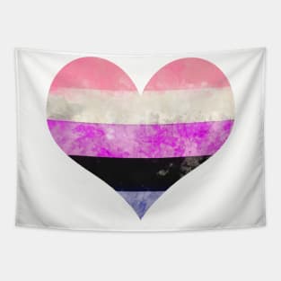 Genderfluid Pride Heart - Watercolor Tapestry