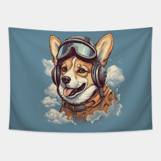 Aviator dog Tapestry by GreenMary Design