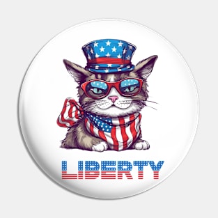 Liberty Cat, Patriotic 4th of July Design Pin