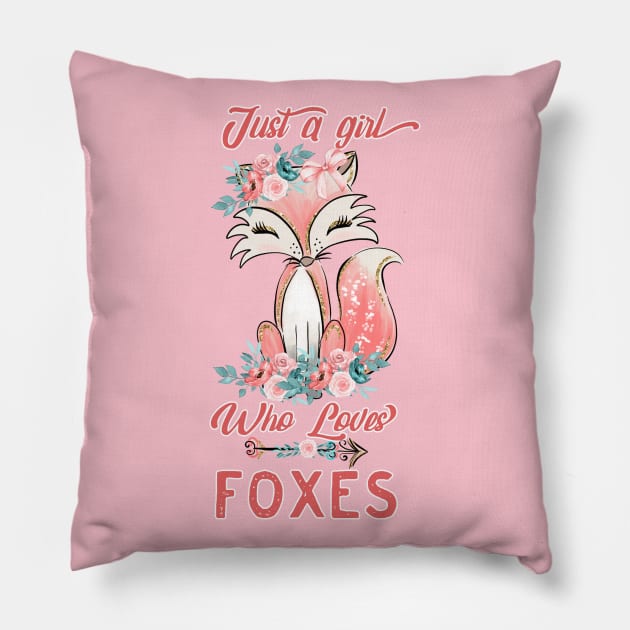 Just a Girl Who Loves Foxes, Cute Fox Boho Design T-Shirt Pillow by g14u