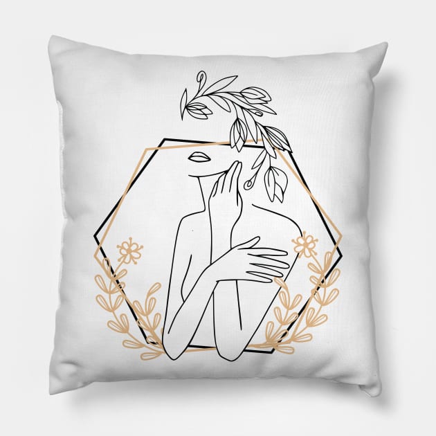 Minimalist Woman LIne Pillow by jobieh shop