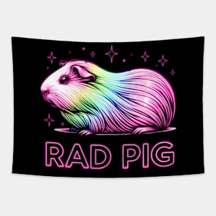 Rad Pig Funny Neon Rainbow Guinea Pig Tapestry