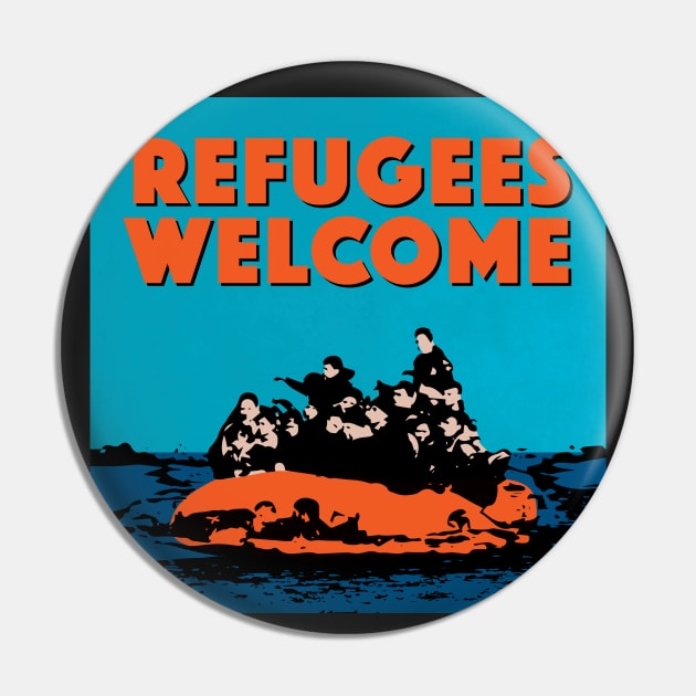 REFUGEES WELCOME - COLOURFUL ILLUSTRATION SHOWING REFUGEES ON A SMALL BOAT Pin by CliffordHayes