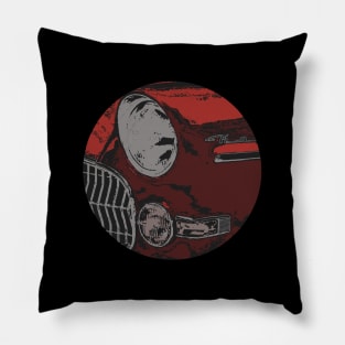 Retro Red Car Bumper And Headlights  - in a circle Pillow