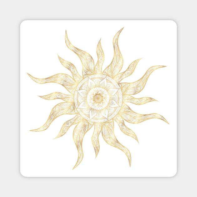 Elegant Gold Sun Mandala Design Magnet by NdesignTrend