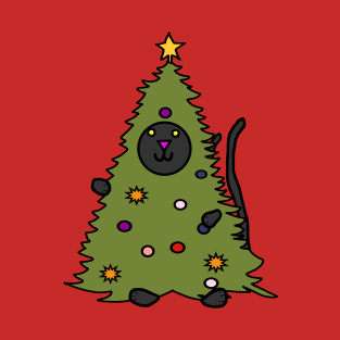 Funny Christmas Tree Kitty Cat T-Shirt