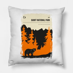 Banff National Park Vintage Minimal Travel Poster Pillow