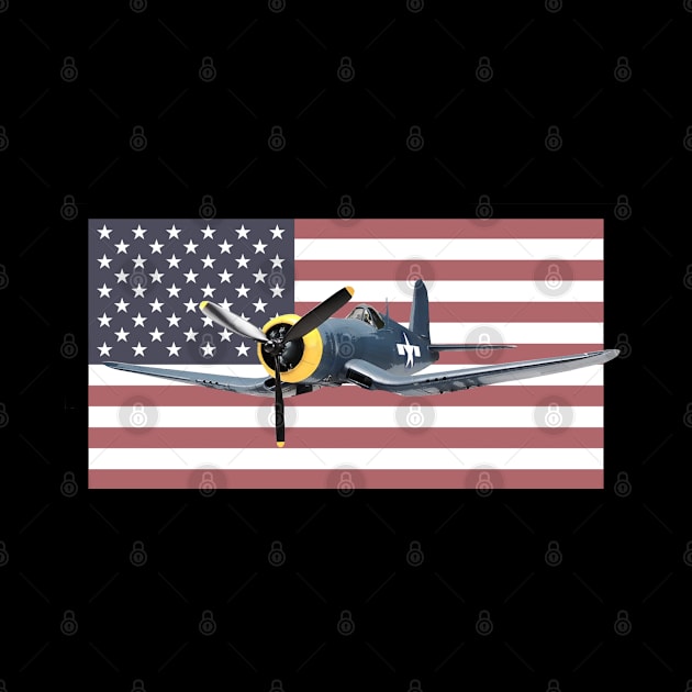 Vought F4U Corsair WW2 Navy Airplane US Flag by Dirty Custard Designs 