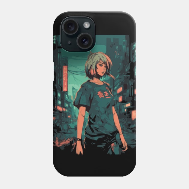 Cyberpunk Anime Aesthetic in Tokyo Japan Phone Case by Pixy Official