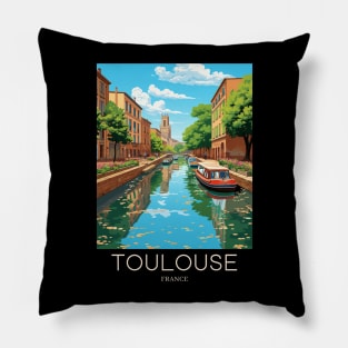 A Pop Art Travel Print of Toulouse - France Pillow