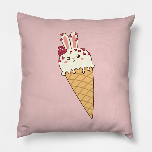 Vanilla & Raspberry Bunny Ice Cream Pillow by ElectricFangs