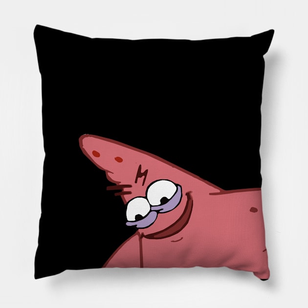 evil patrick meme Pillow by lightbulbmcoc