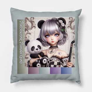 Patchwork Panda Girls Pillow