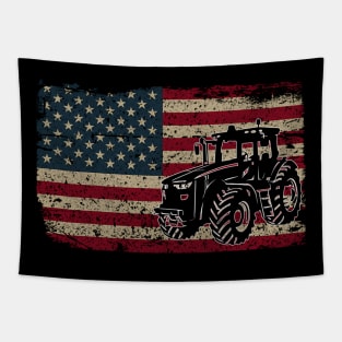 Farm Tractors America Flag I Patriotic Farming Tapestry