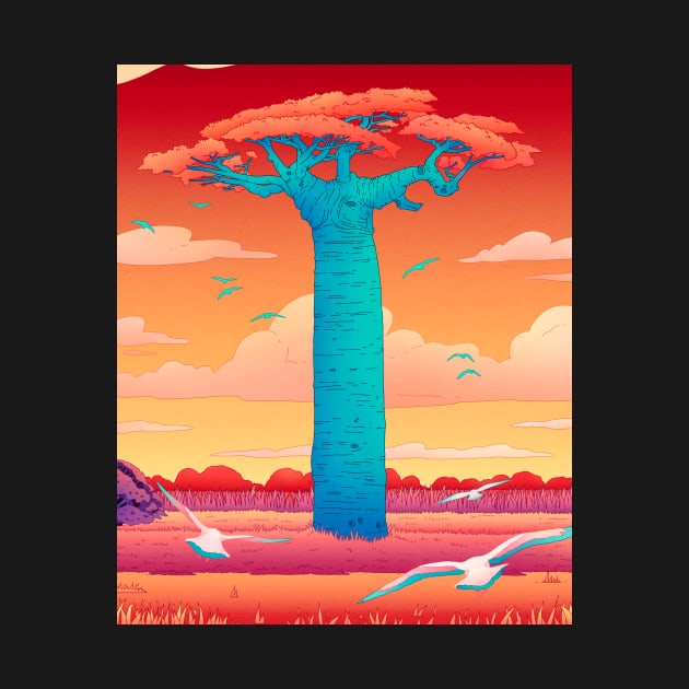 Grandidier’s Baobab tree by Camila Illustration