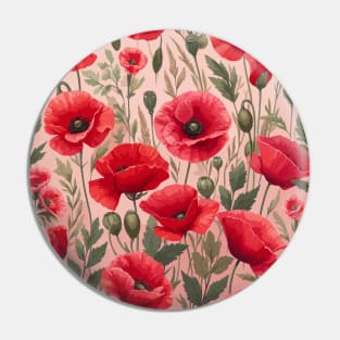 Red Poppy Flower Pin