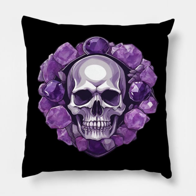 Amethyst Skull Pillow by tocksickart