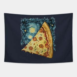 Pizza, Starry Night in Van Gogh style Tapestry