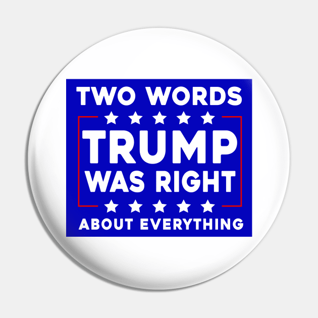 Two Words Trump Was Right Funny Joe Biden Pin by Sunoria