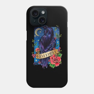 Black Raven and Scroll painting by Lorna Laine Phone Case