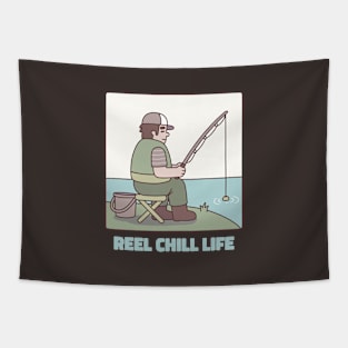 Funny Reel Chill Life Fishing Pun Tapestry