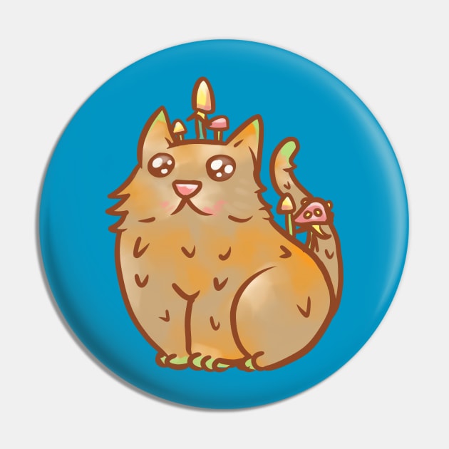 Cartoon Chibi Mushroom Cat Art Pin by Manfish Inc.