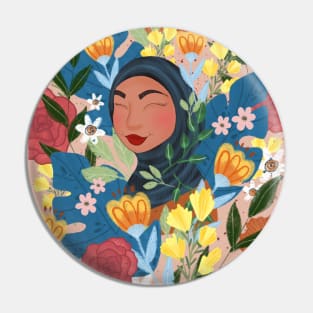 Floral madness hijabi girl Pin