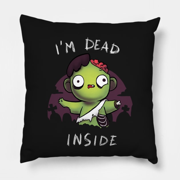 Dead inside - Funny Zombie Kid - Halloween Trick or Treat Pillow by BlancaVidal