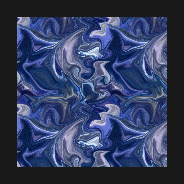 Deep Blue Silk Marble - Digital Liquid Paint by GenAumonier