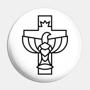The cross of Jesus and the dove - a symbol of the Holy Spirit Pin