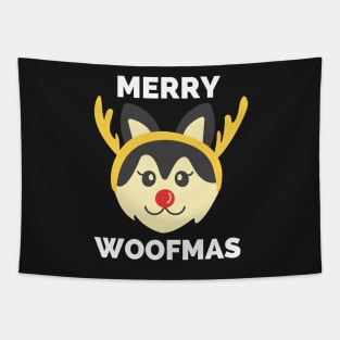 Merry Woofmas - Merry Woofmas Funny Merry Christmas Tree Dogs Lovers Owner Gift For Women Men Tapestry