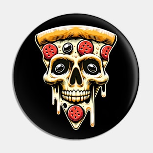 Pizza Skull Face, Funny Pizza Lover, Halloween Pin