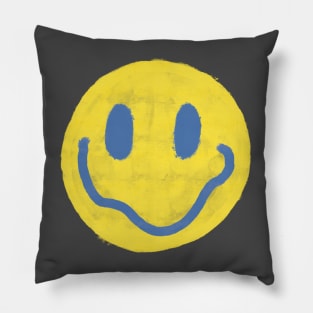 Yellow and Blue Vintage Smiley Face Pillow