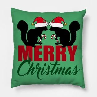 Merry Christmas Squirrels Pillow