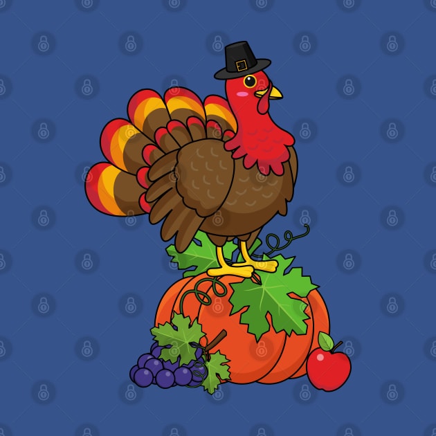 Cute Turkey with Harvest Thanksgiving by BirdAtWork